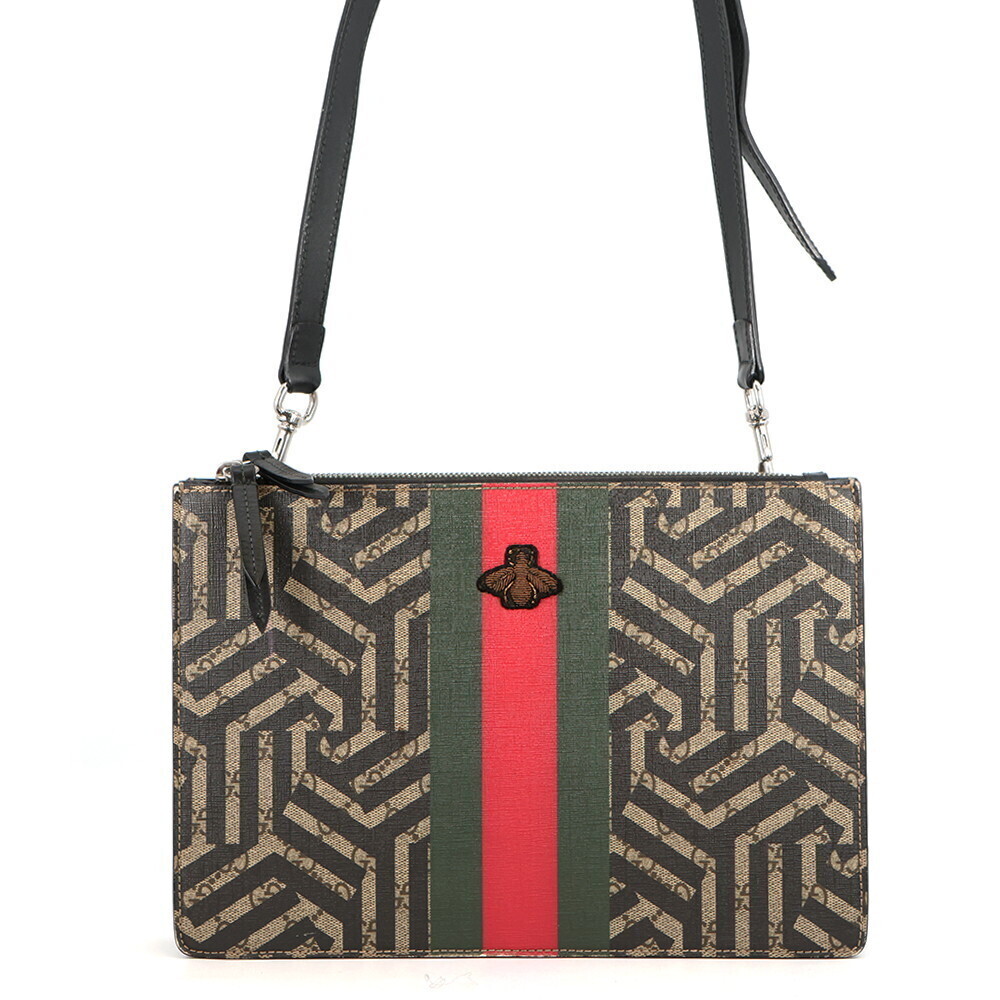 Gucci GG Kaleido Leather Shoulder Bag Sherry Bee Black - Picture 2 of 10
